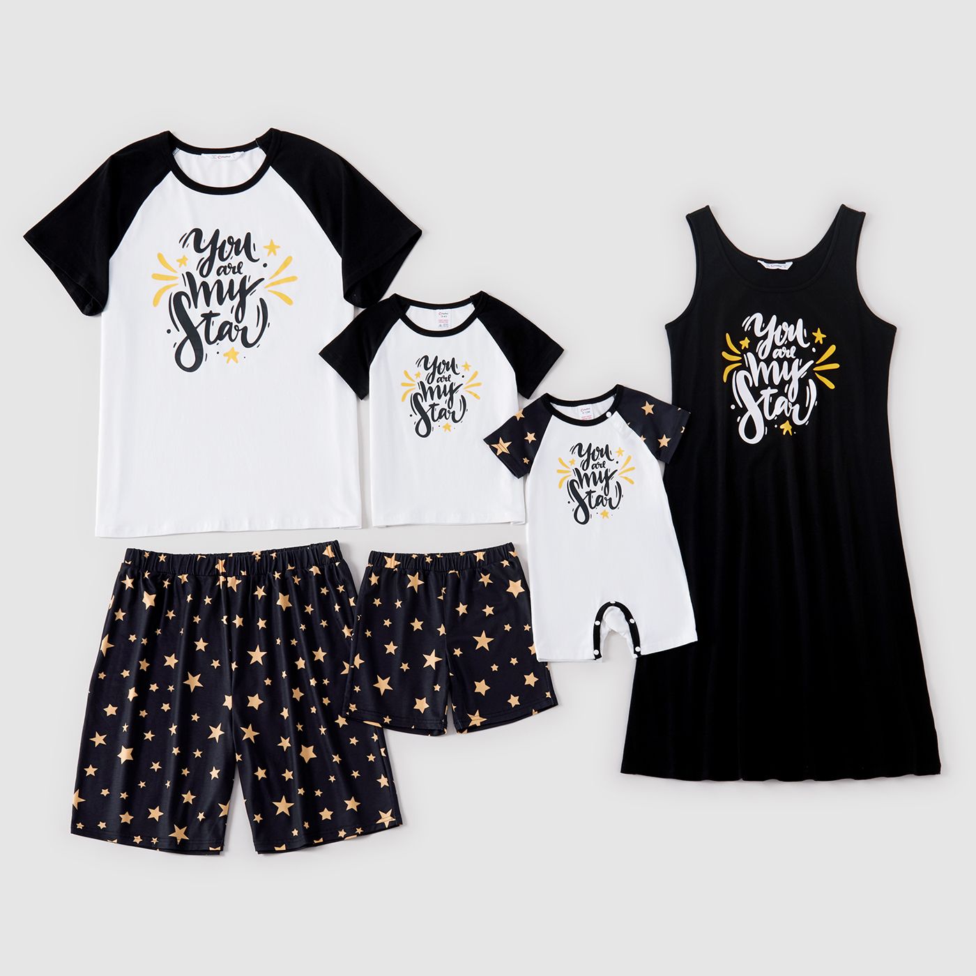 

Family Matching Letter and Star Print Short-sleeve Pajamas Set (Flame Resistant)