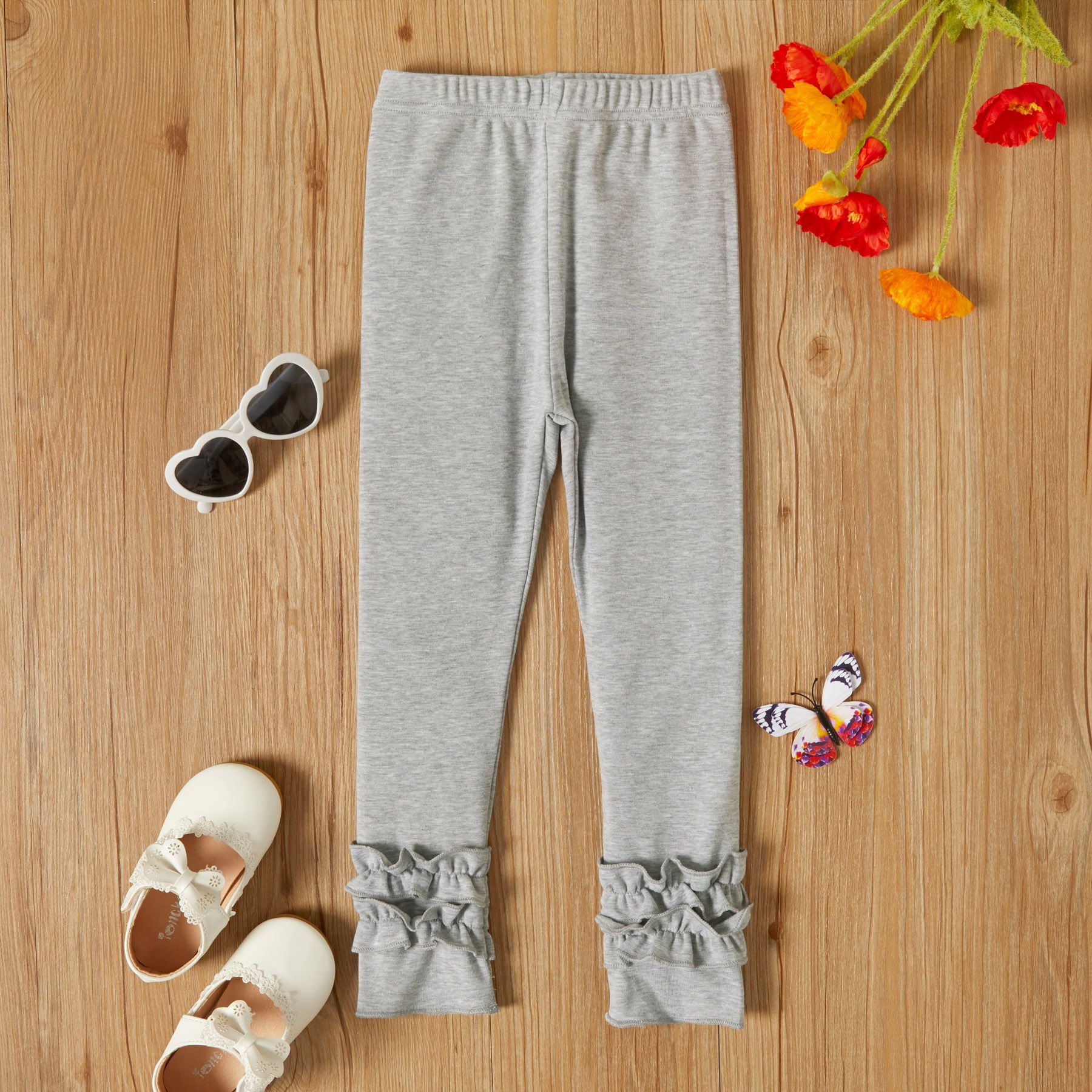 

Toddler Girl Ruffled Casual Solid Leggings