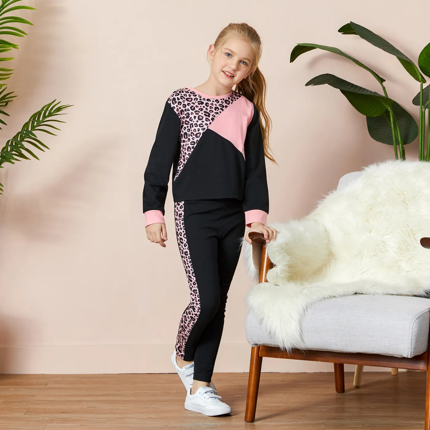 Fashinable Kid Girl Leopard & Color Block Set  image 4
