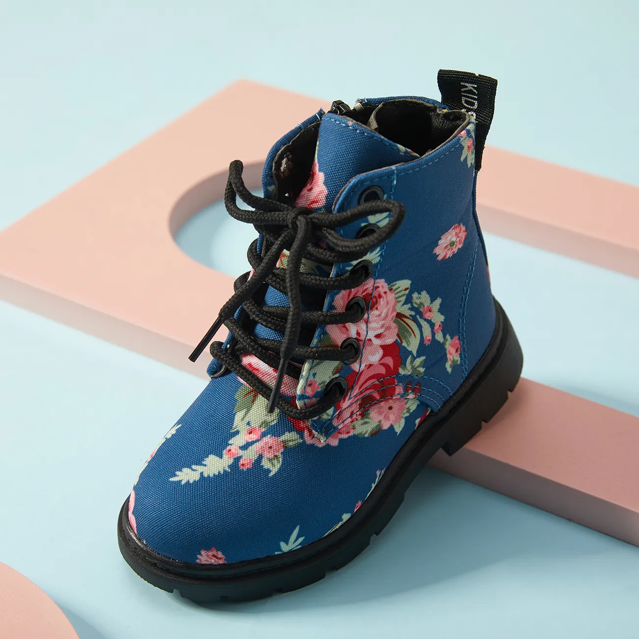 Toddler / Kid Fashion Floral Boots Dark Blue big image 1