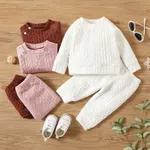 2pcs Baby Boy/Girl Solid Long-sleeve Imitation Knitting Set  image 6