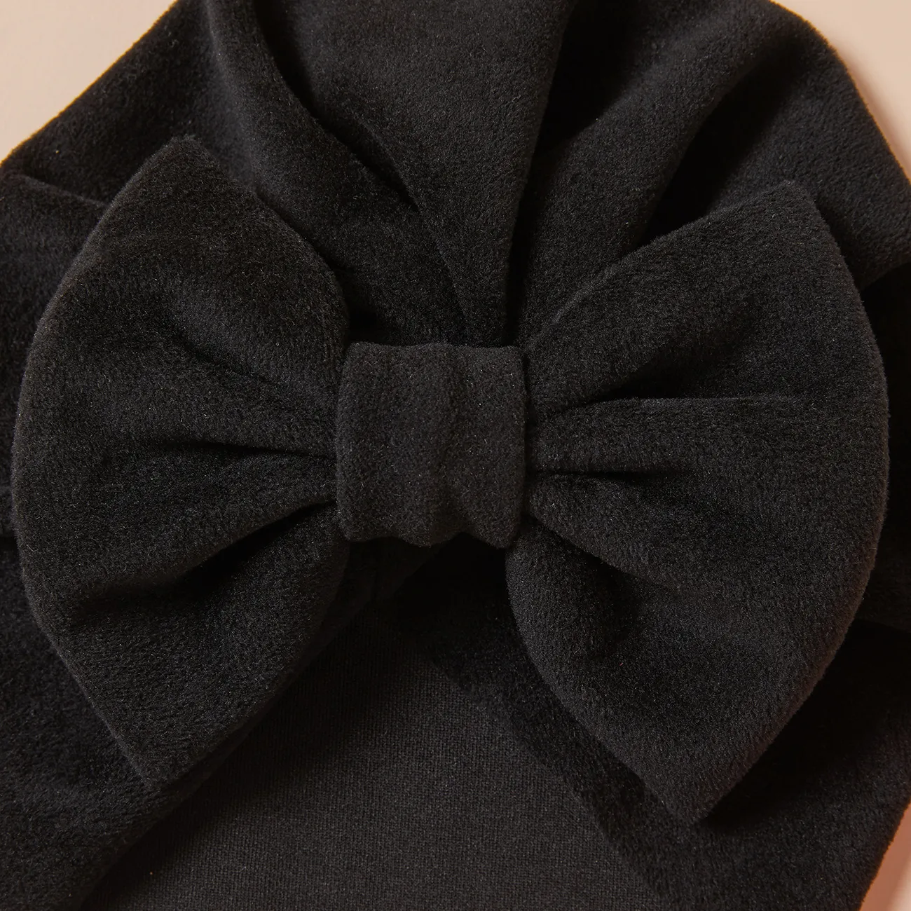 Baby Solid Bowknot Hat Black big image 1