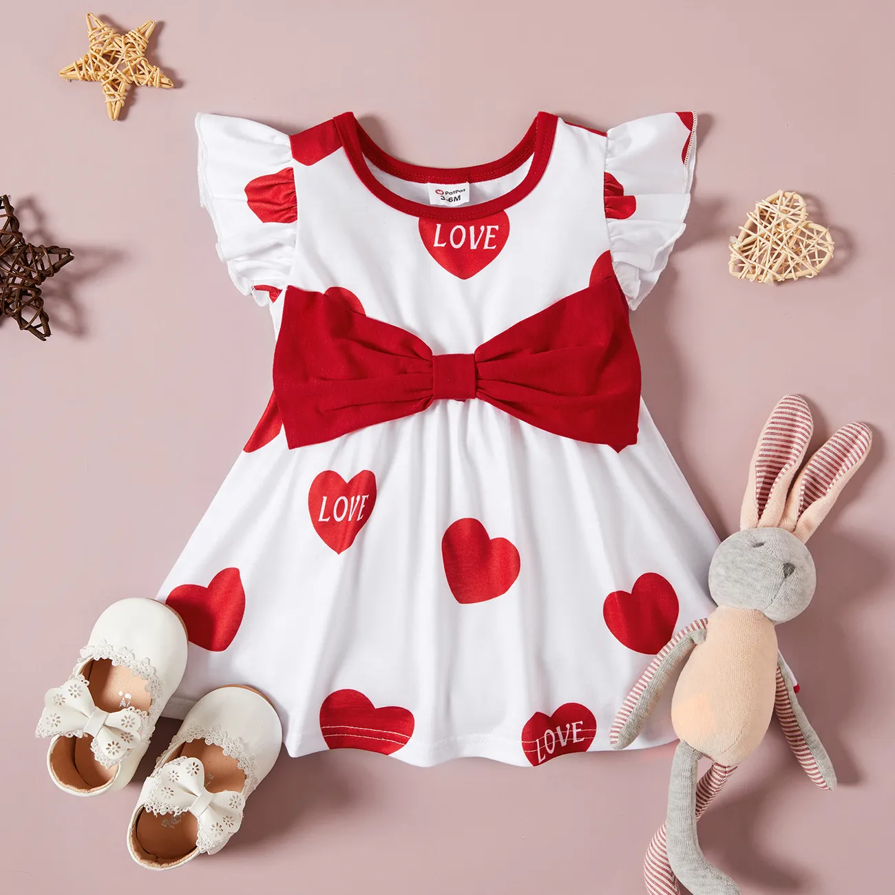 Baby Girl Heart-shaped Sweet Dress Multi-color big image 1