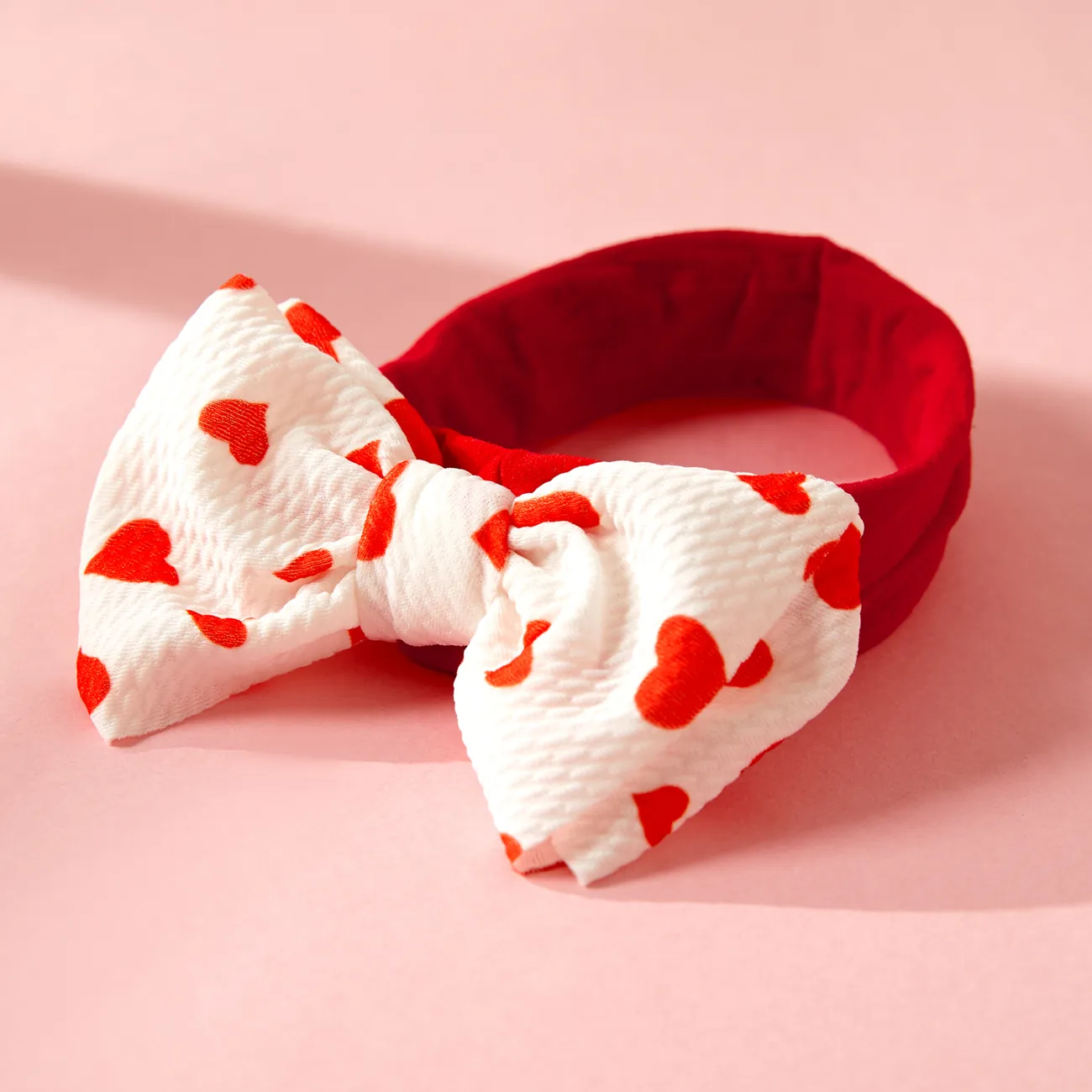 Baby Pretty Heart Print Bowknot Headband Red big image 1