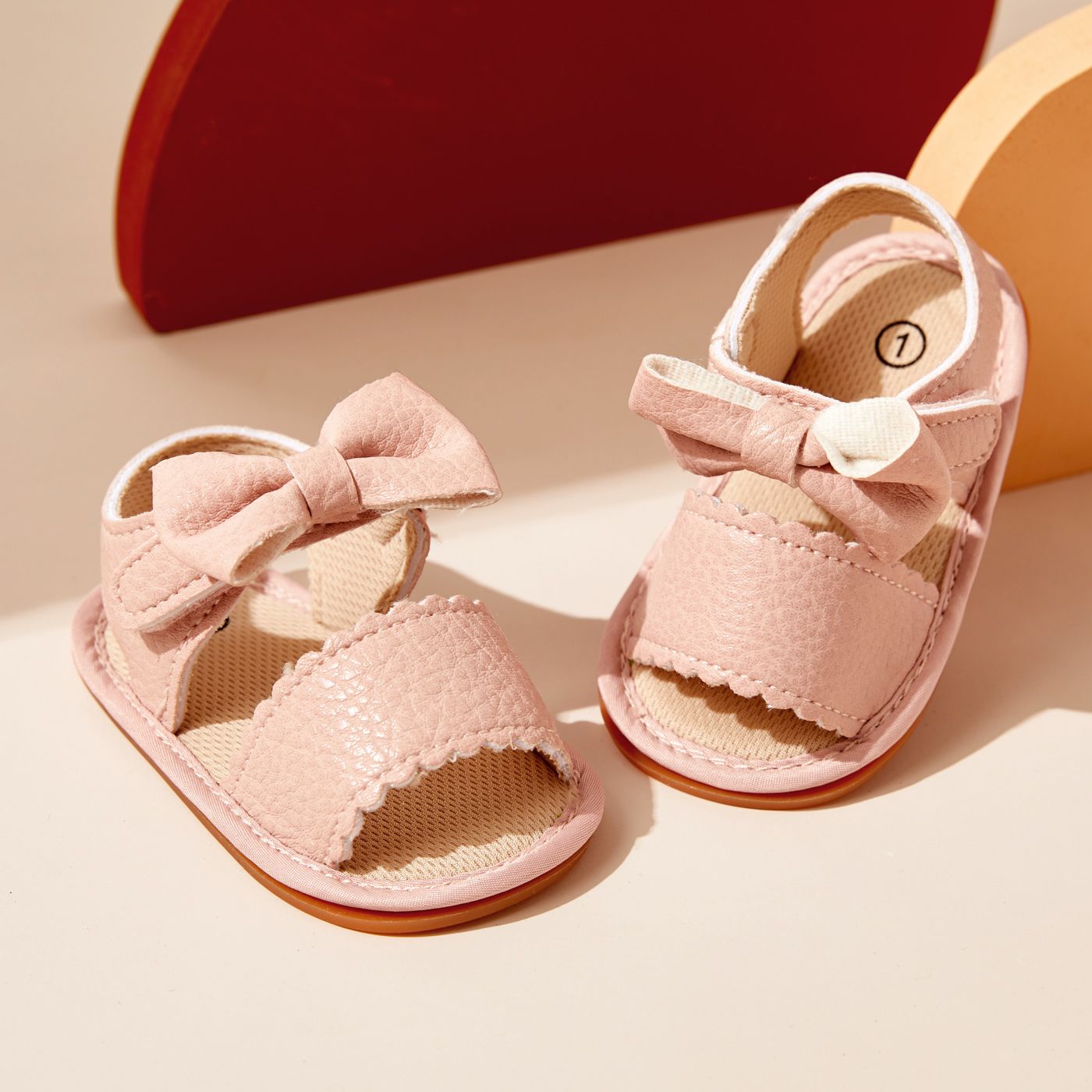 Baby / Toddler Solid Bowknot Velcro Closure Sandals