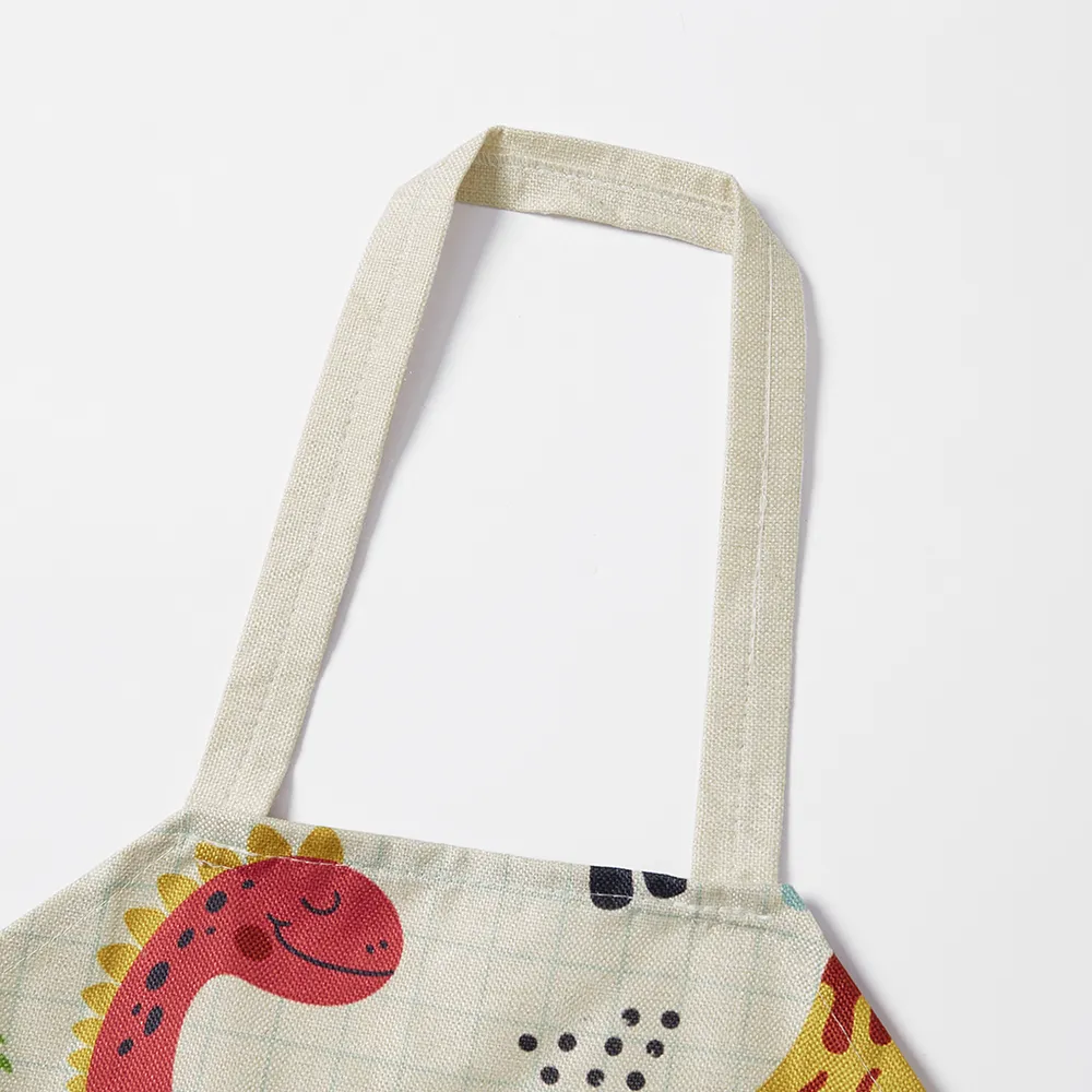 Cute Dinosaur Print Linen Aprons for Mommy and Me big image 6