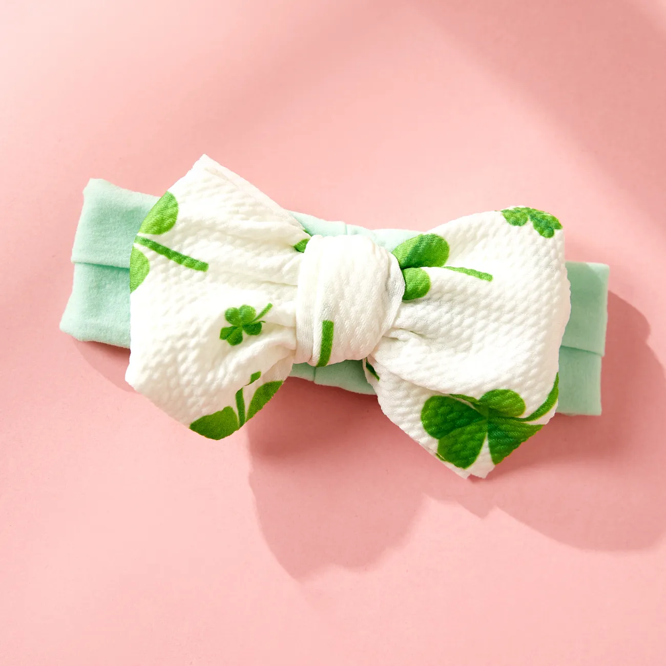 Baby Pretty Heart Print Bowknot Headband Mint Green big image 1