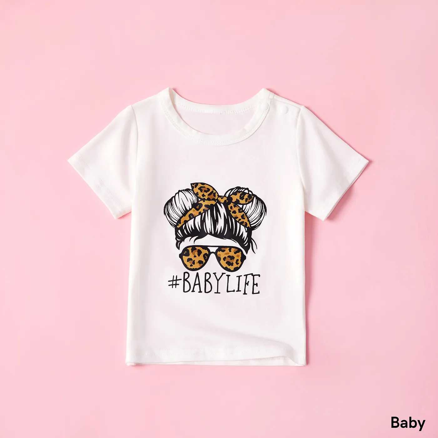 Letter Print Short Sleeve T-shirts for Mommy and Me  big image 7