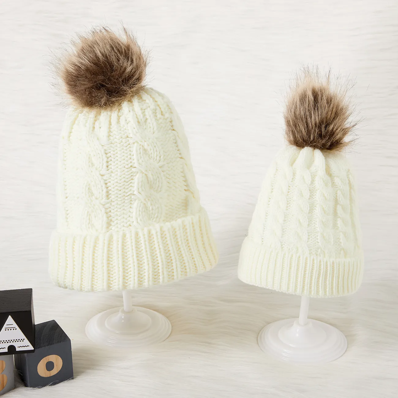 chapéus outono / inverno multicolor hairball malha Branco big image 1