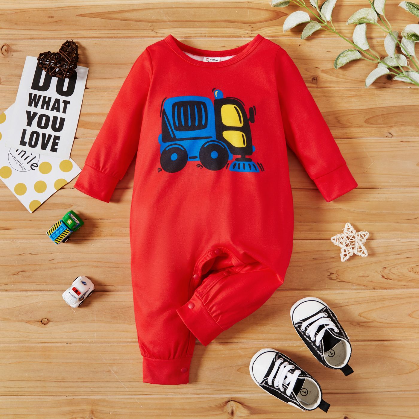 

Baby Boy Vehicle Truck Print Long-sleeve Jumpsuit
