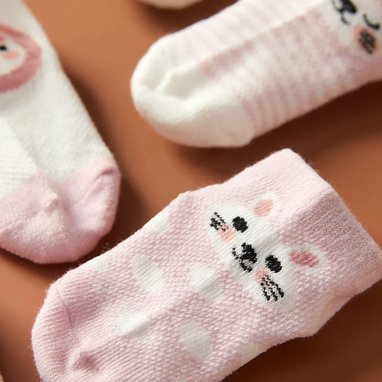 5-pack bebê / criança / criança animais meias sólidos Rosa big image 1