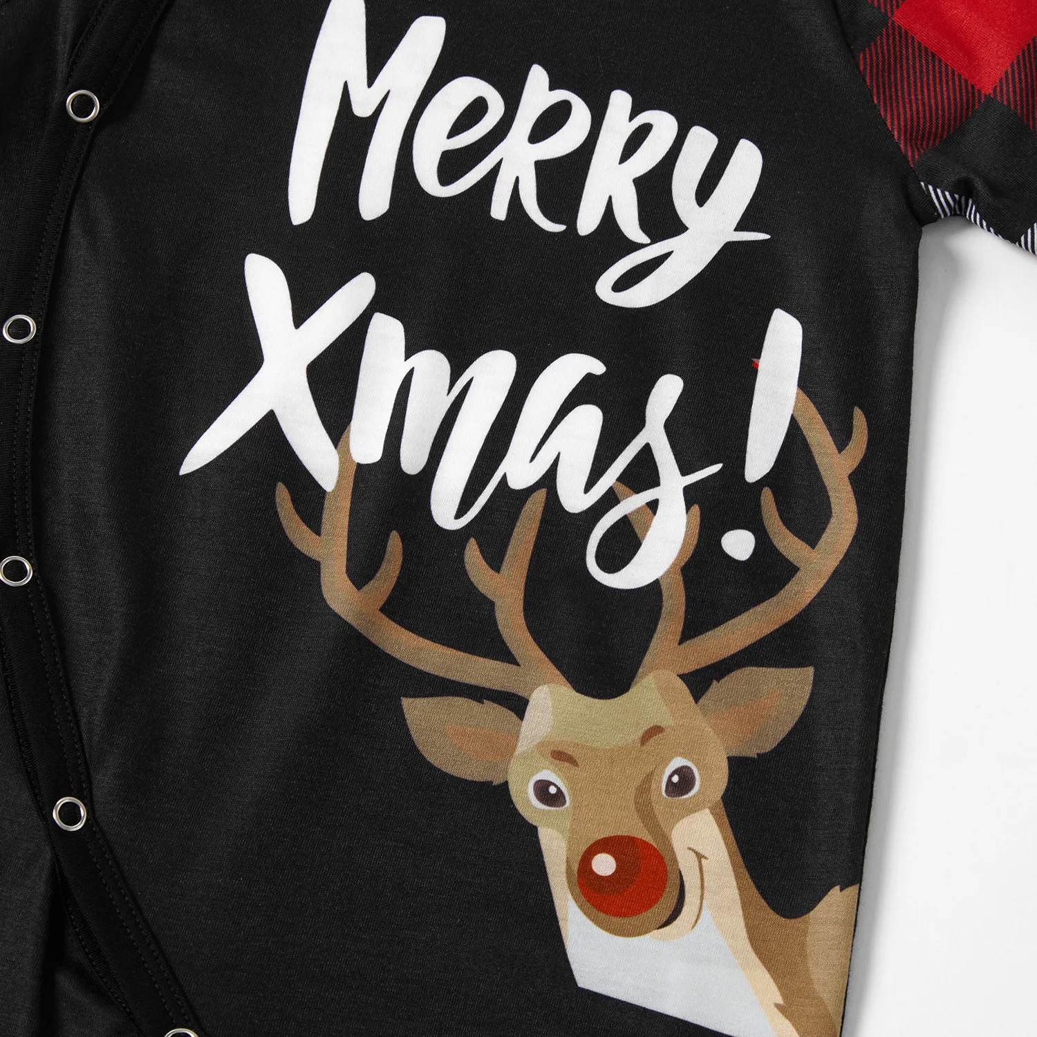 Mosaic Family Matching Reindeer Merry Christmas Pajamas Set(Flame Resistant) Black/White/Red image 6