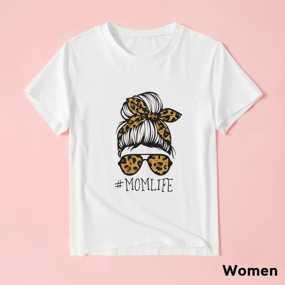 Letter Print Short Sleeve T-shirts for Mommy and Me  big image 2