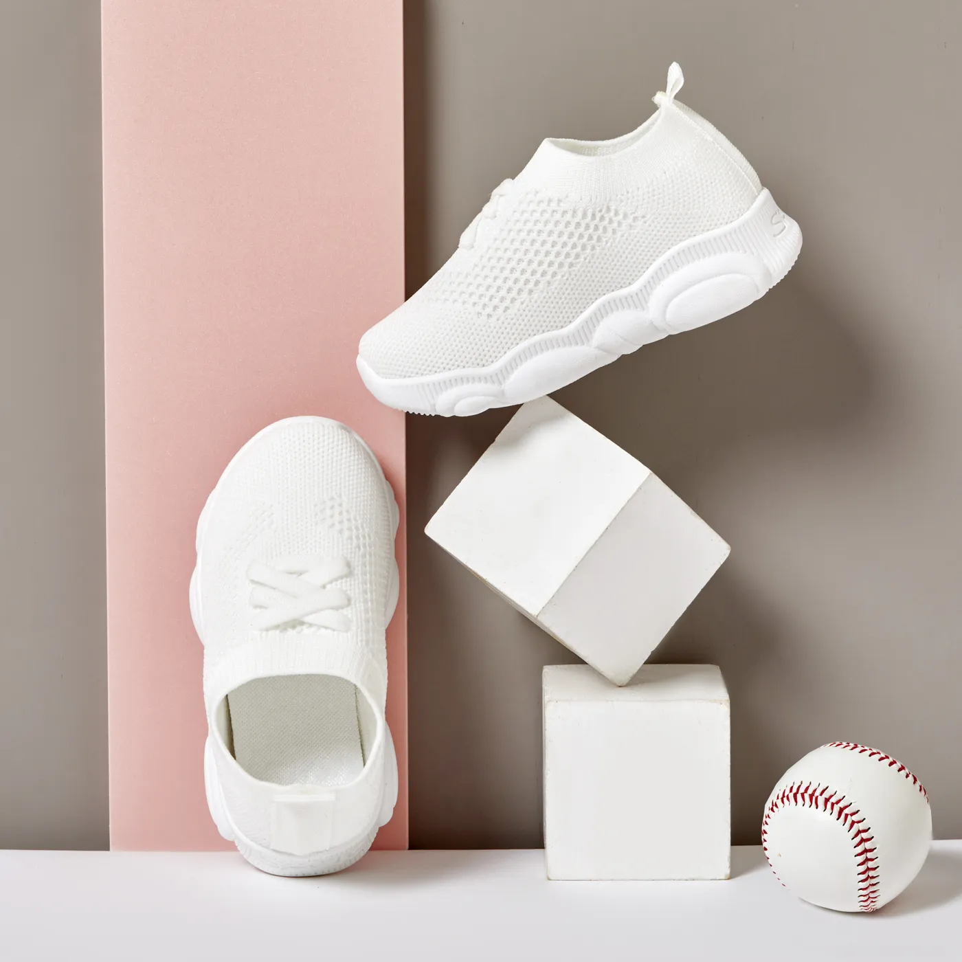 Toddler Boy / Girl Trendy Solid Breathable Athletic shoes Creamy White image 3