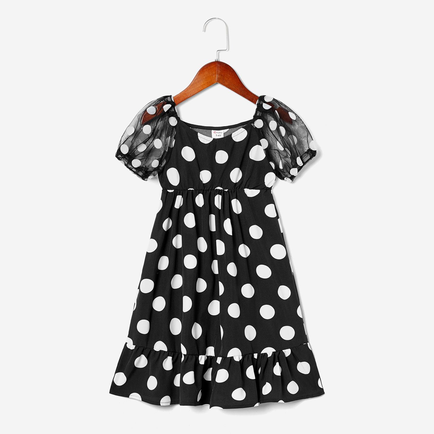 

Mesh Sleeve Polka Dot Matching Midi Dresses