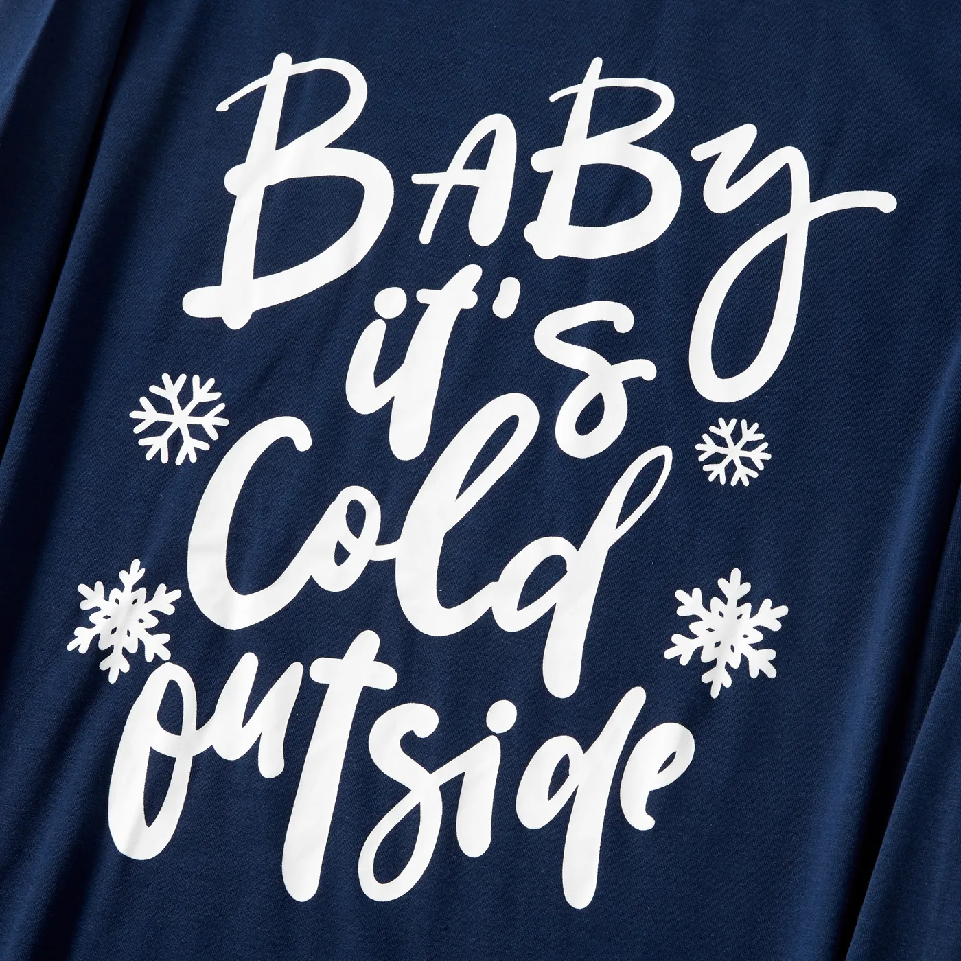 Mosaic Family Matching Letter Top Reindeer Pants Christmas Pajamas Sets (Flame Resistant) Deep Blue image 5