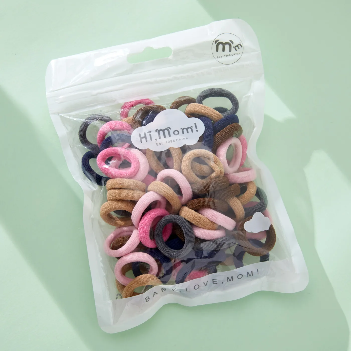 Pacote com 100 lindas faixas de cabelo para meninas Bloco de Cor