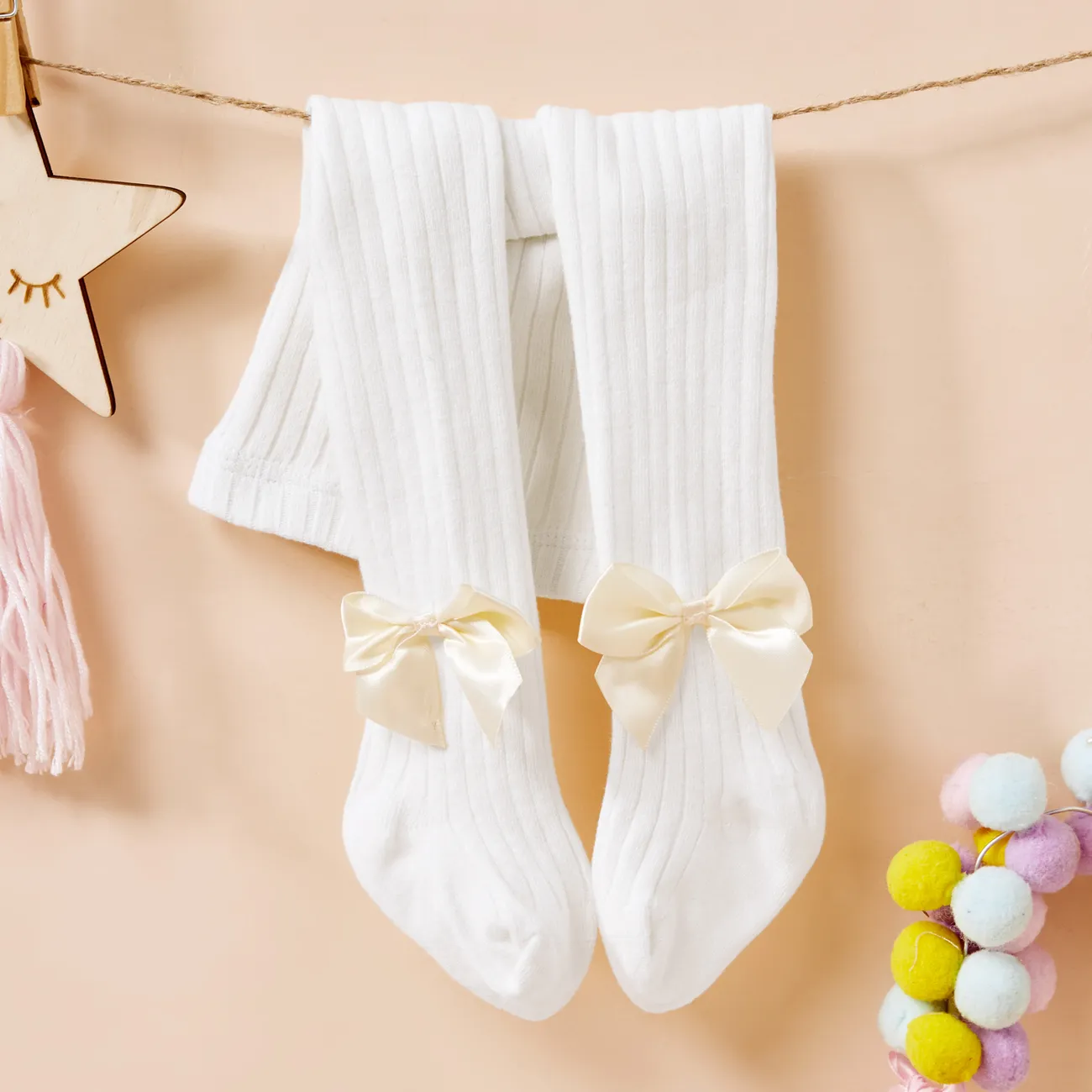 calze a fiocco in tinta unita neonato/bambino/bambino (vari colori) Bianco big image 1