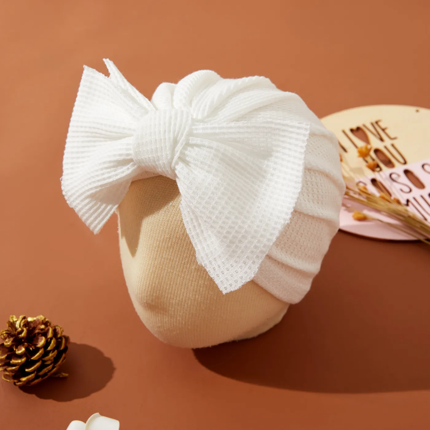 chapéu de waffle de decoração de arco sólido para bebê  image 3