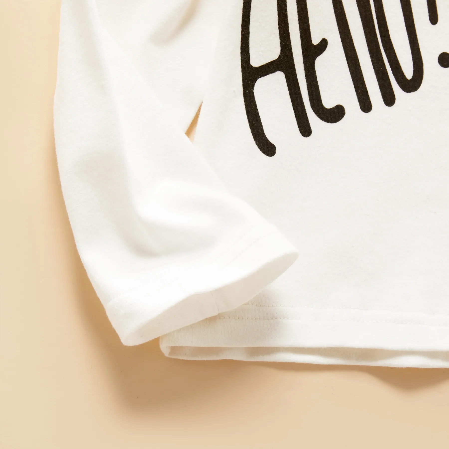 2-piece Toddler Girl/Boy Letter Giraffe Print Long-sleeve Tee and Stripe Pants Set White image 3