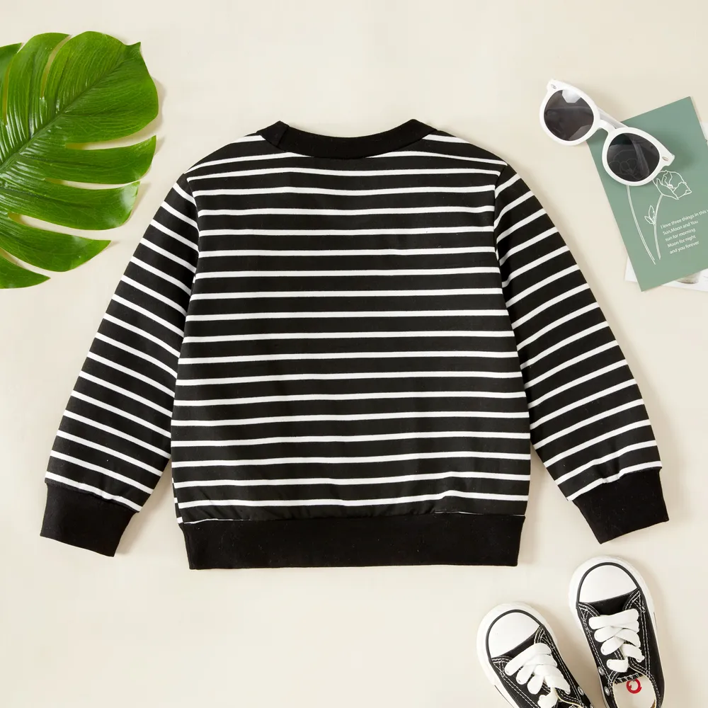 Toddler Boy Excavator Embroidered Stripe/Solid Pullover Sweatshirt  big image 2