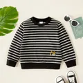 Toddler Boy Excavator Embroidered Stripe/Solid Pullover Sweatshirt  image 1