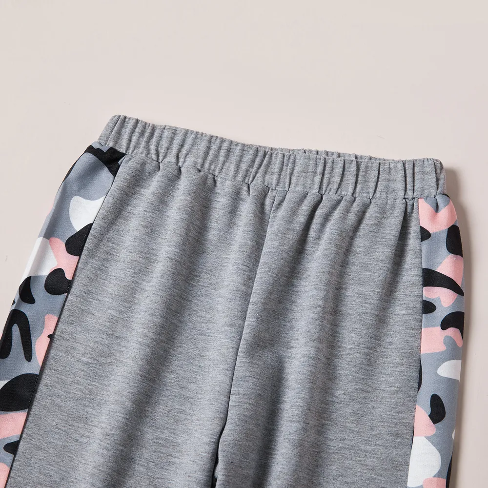 2-piece Kid Girl Letter Camouflage Print Colorblock Long-sleeve Tee and Elasticized Pants Set big image 5