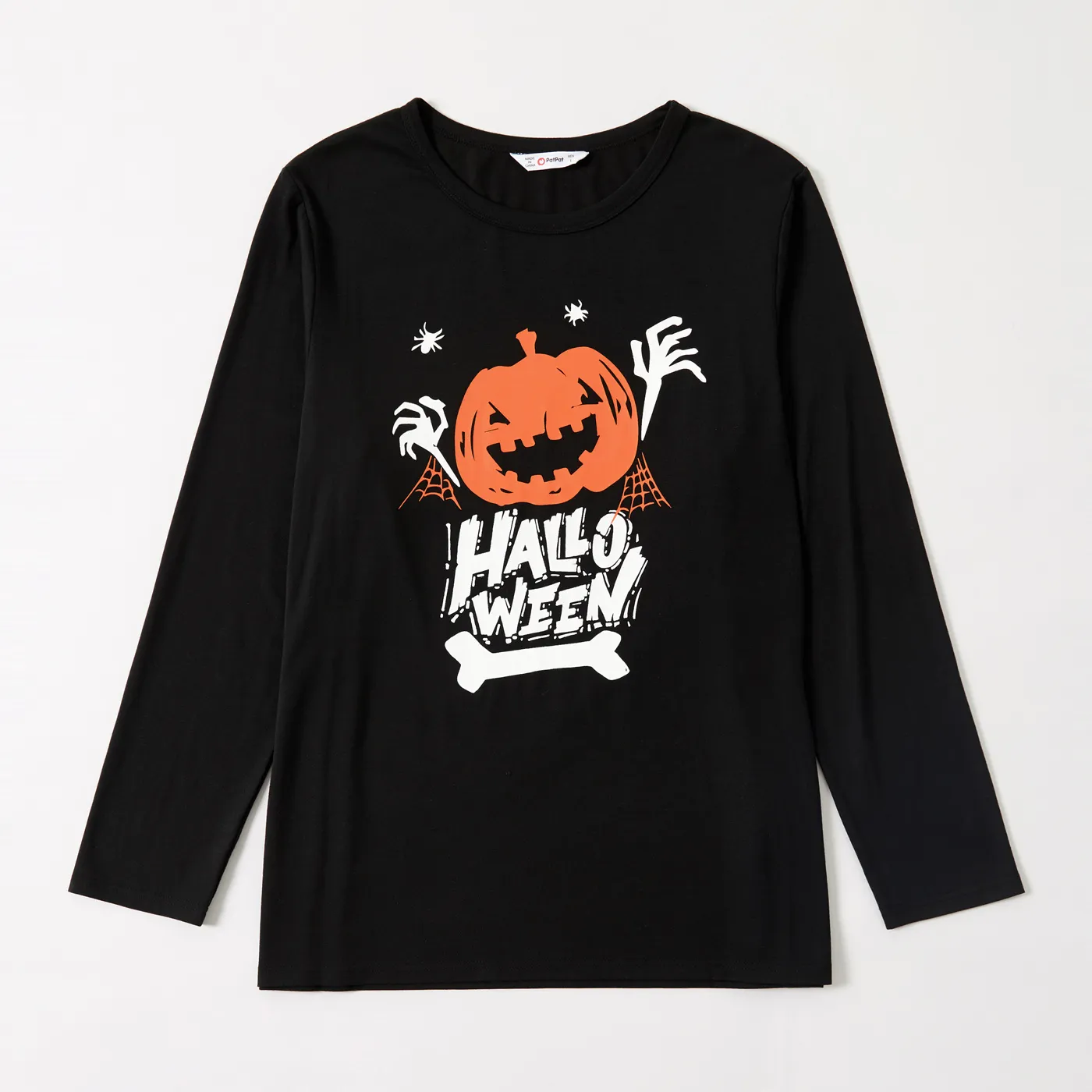 Family Matching Halloween Pumpkin and Glow In The Dark Letter Print Black Long-sleeve Sweatshirts  big image 10