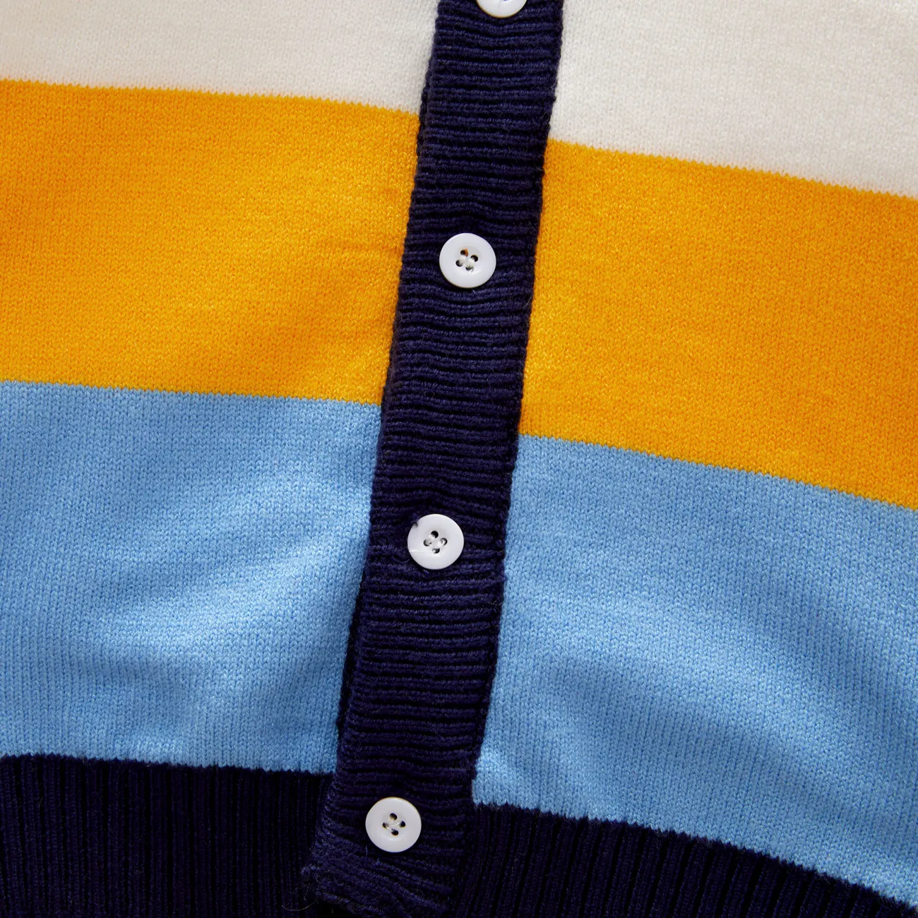 Toddler Boy Colorblock Button Design Sweater Cardigan Yellow big image 1