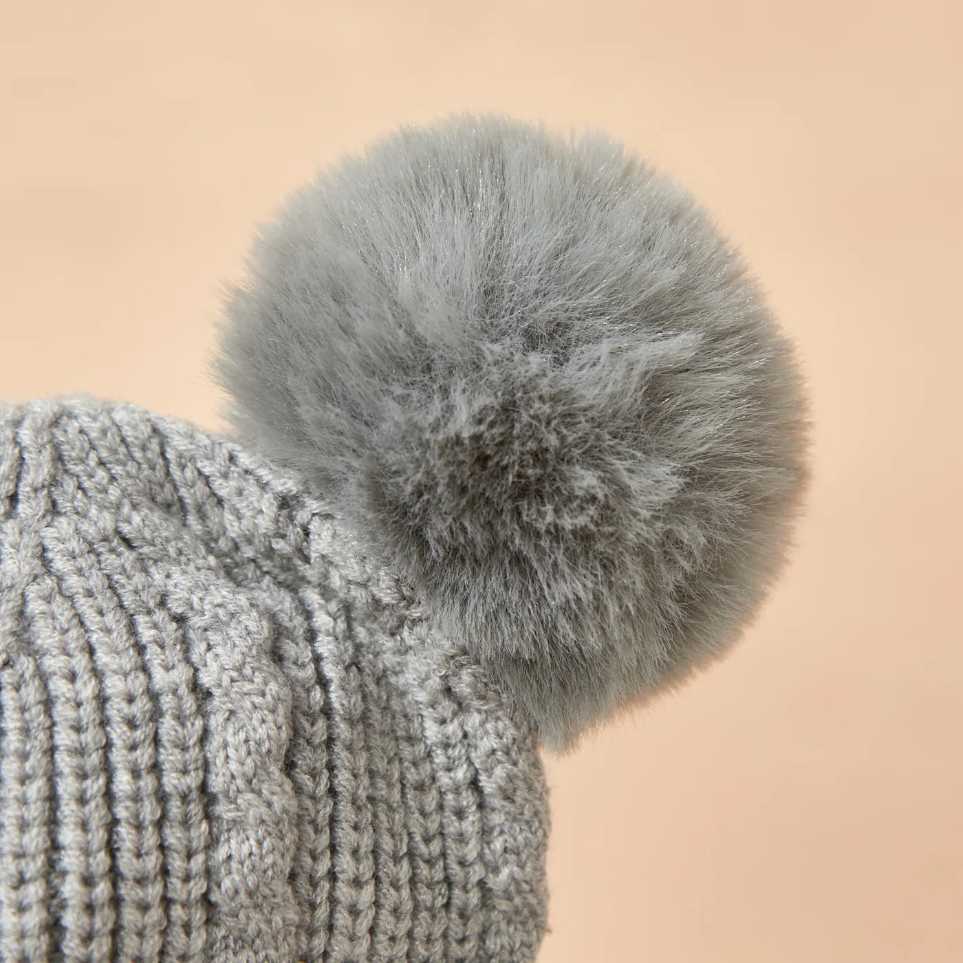 Toddler Winter Knitted Woolen Beanie One-piece Hair Ball(Random decorative balls)  image 4