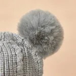 Toddler Winter Knitted Woolen Beanie One-piece Hair Ball(Random decorative balls) Grey image 4