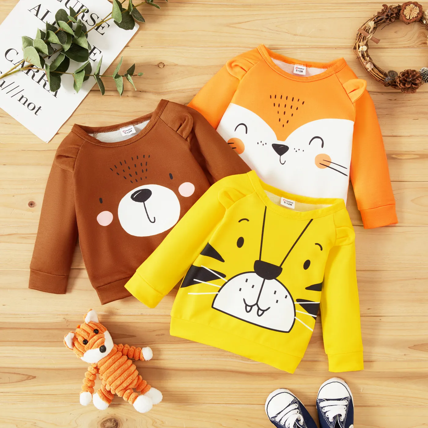 Baby Boy/Girl Cartoon Animal Print 3D Ears Long-sleeve Pullover  image 6