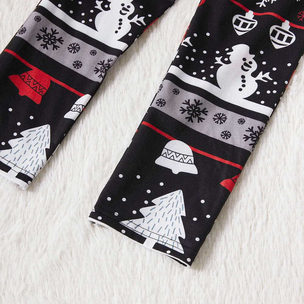 Christmas Tree Snowflake and Letters Print Grey Family Matching Long-sleeve Pajamas Sets (Flame Resistant) big image 9