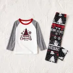 Christmas Tree Snowflake and Letters Print Grey Family Matching Long-sleeve Pajamas Sets (Flame Resistant) Grey image 6