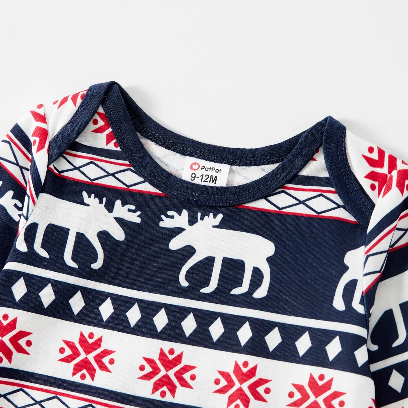Christmas Deer and Letters Print Navy Family Matching Long-sleeve Pajamas Sets (Flame Resistant) Dark Blue image 3