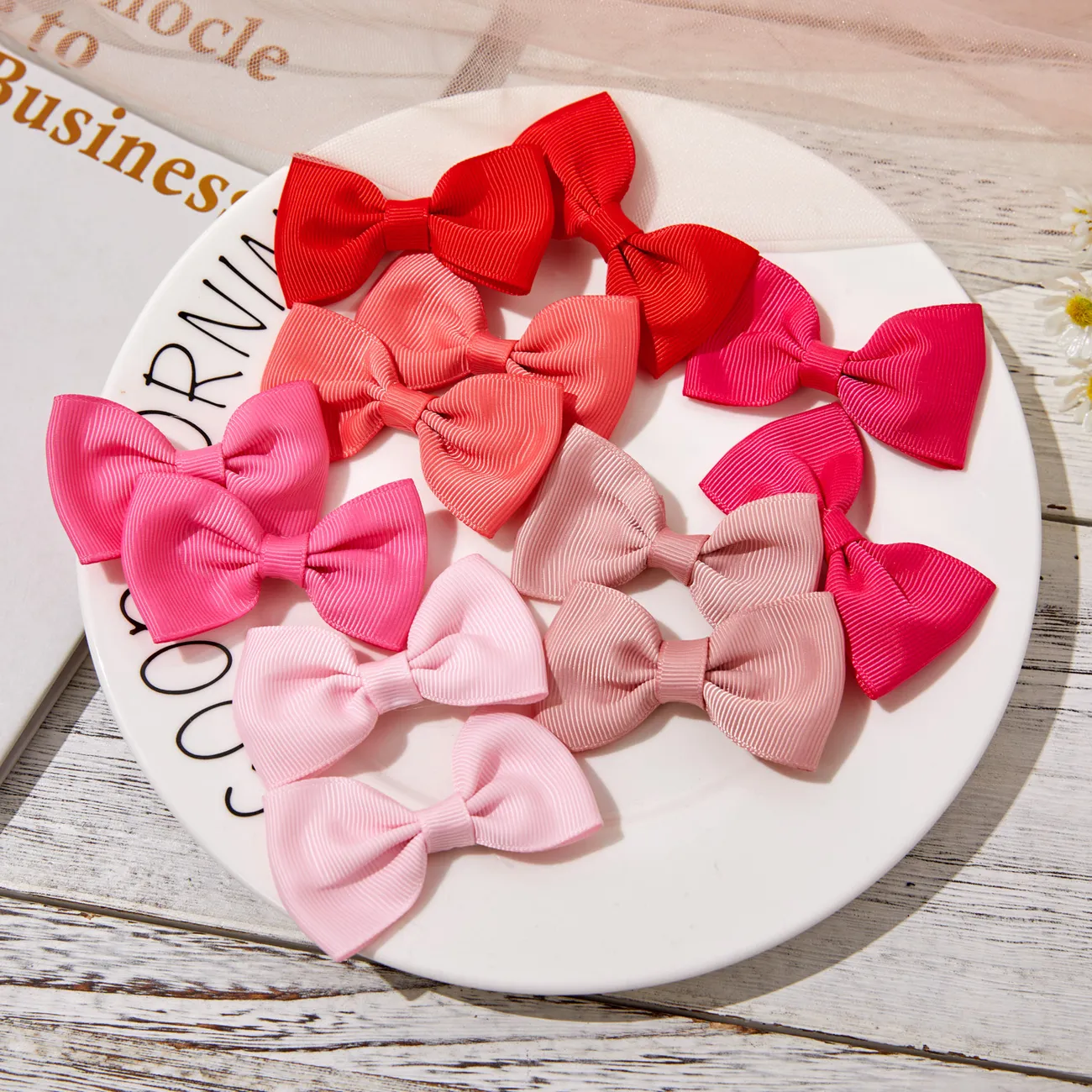12-pack Bow Knot Decor Hair Clip per ragazze (multicolore disponibile) Rosa Chiaro big image 1