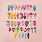 25-pcs Cute Candy Color Cartoon Design Hair Clips for Girls Color block image 2
