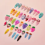 25-pcs Cute Candy Color Cartoon Design Hair Clips for Girls Color block image 3