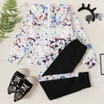 2-piece Kid Boy Painting Print Hoodie and Elasticized Pants Casual Set  image 3