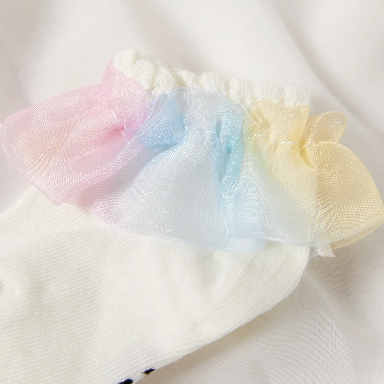 Calcetines de malla con volantes para bebé/niño/niño Blanco big image 1