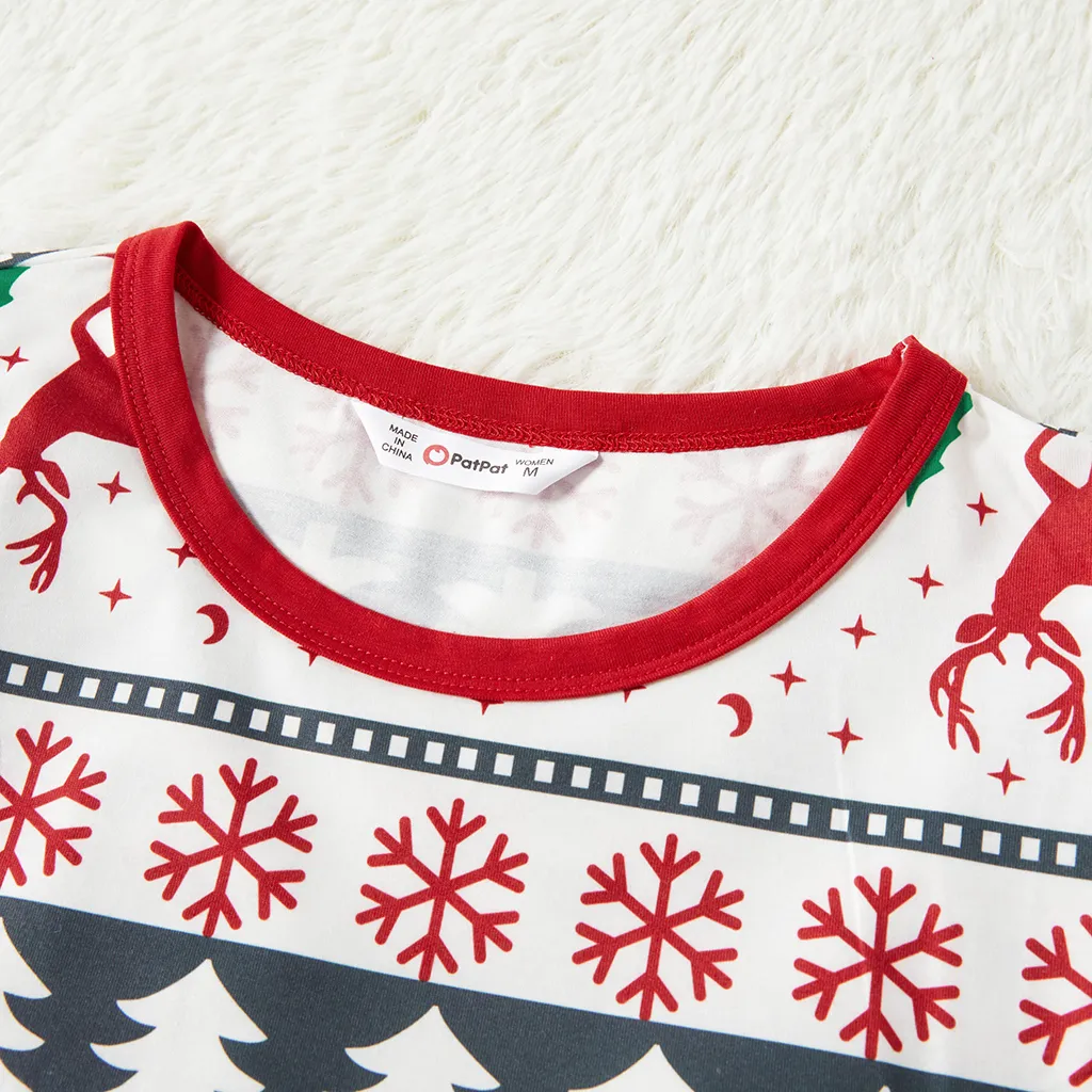 Natal Look de família Manga comprida Conjuntos de roupa para a família Pijamas (Flame Resistant) Vermelho/Branco big image 1
