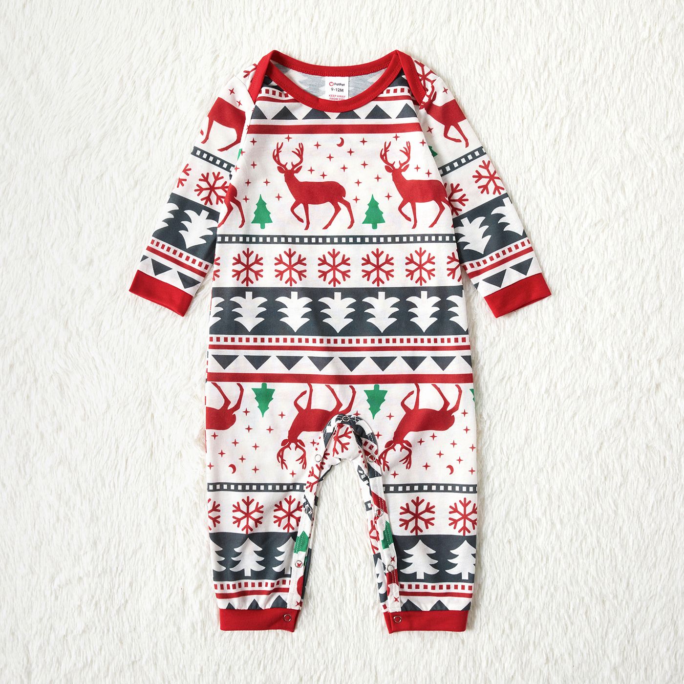 Christmas Reindeer and Letter Print Red Plaid Family Matching Long-sleeve Hooded Onesies Pajamas Sets (Flame Resistant)