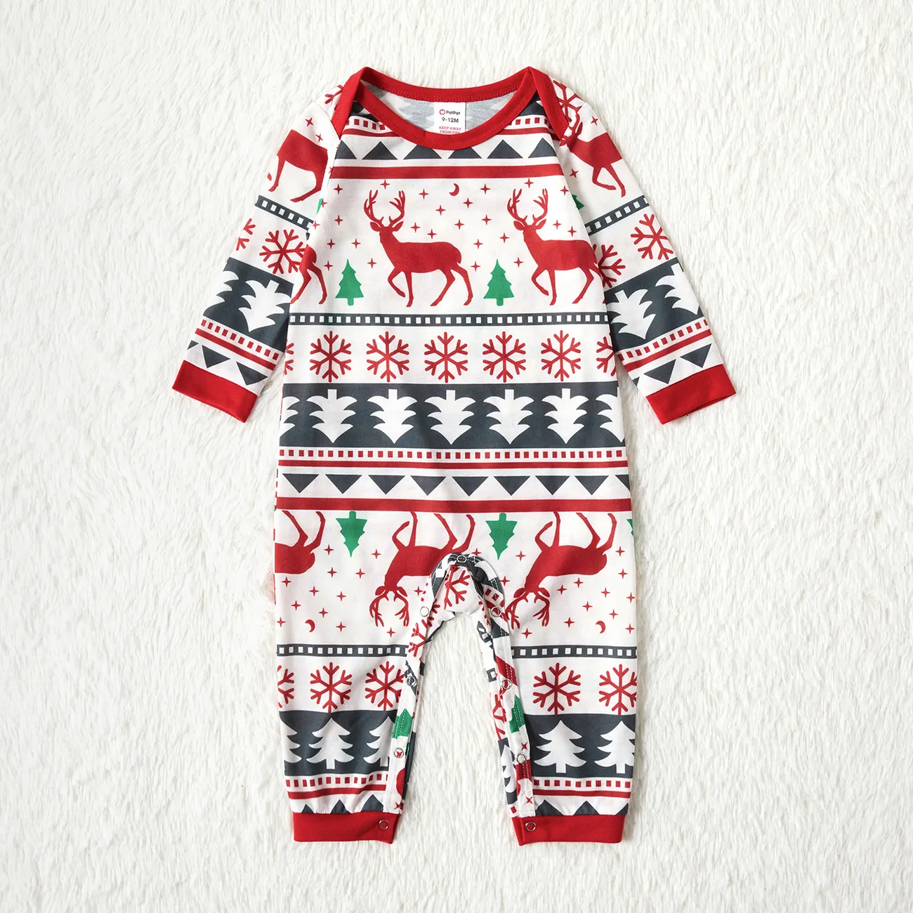 Christmas All Over Reindeer Print Family Matching Long-sleeve Pajamas Sets (Flame Resistant)  big image 1