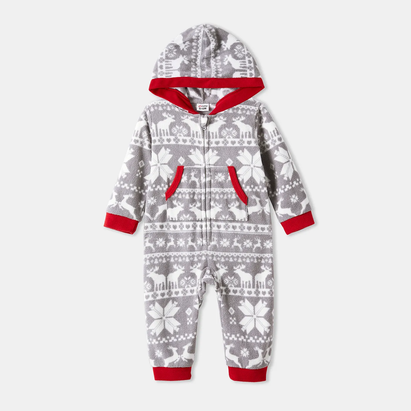 Natal Look de família Manga comprida Conjuntos de roupa para a família Pijamas (Flame Resistant) Cinzento Claro big image 1