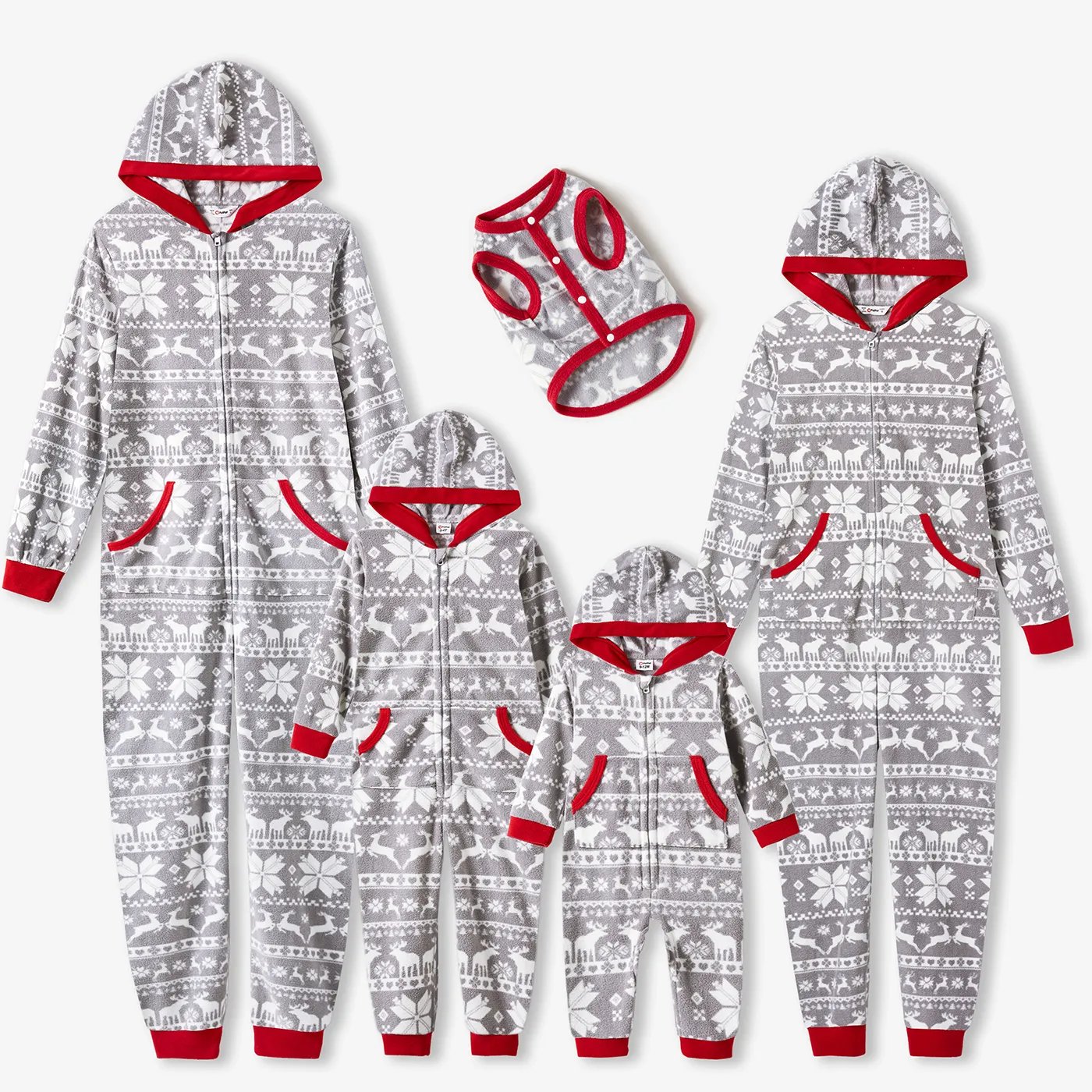 Natal Look de família Manga comprida Conjuntos de roupa para a família Pijamas (Flame Resistant) Cinzento Claro image 5