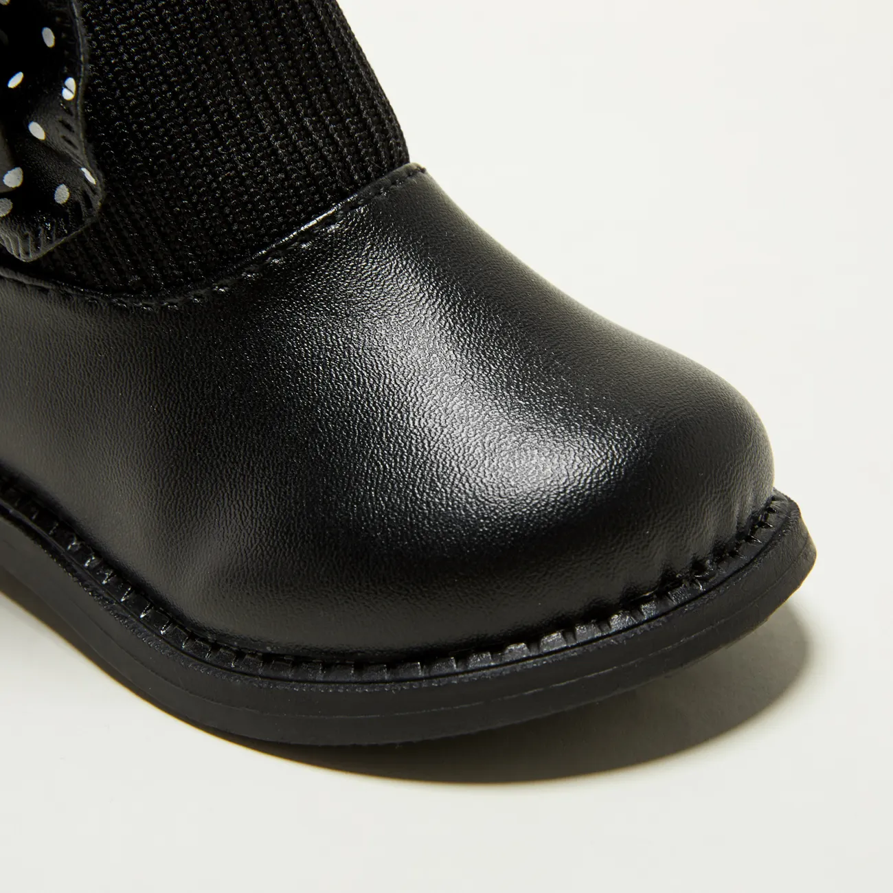 Toddler / Kid Polka Dots Bowknot Decor Back Zipper Knit Splicing Boots Black big image 1