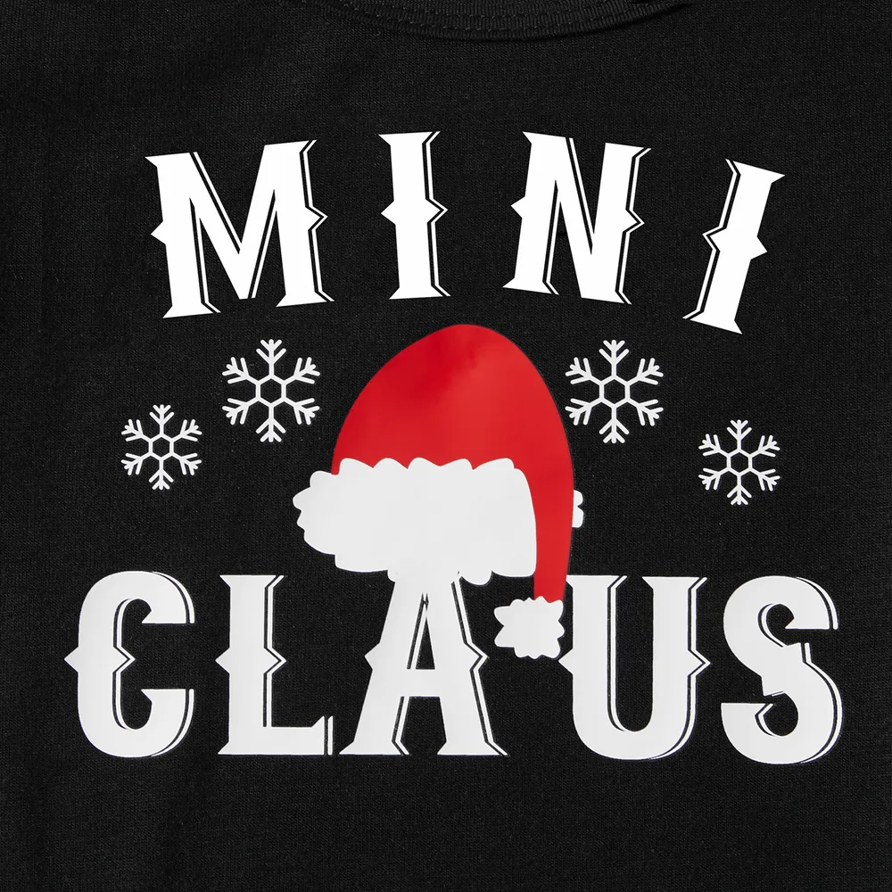 Christmas Hat and Letter Print Black Family Matching Short-sleeve Plaid Pajamas Sets (Flame Resistant) big image 5
