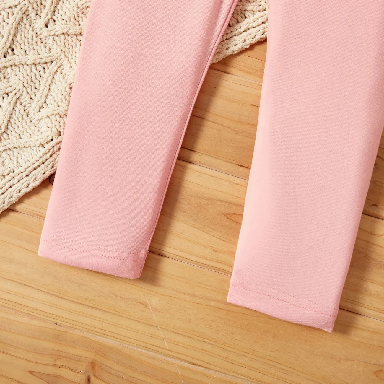 Toddler Girl Casual Solid Color Casual Pants Pink big image 1