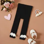 100% Cotton 3D Angel Wings Appliques Baby Ankle-length Ribbed Leggings Black