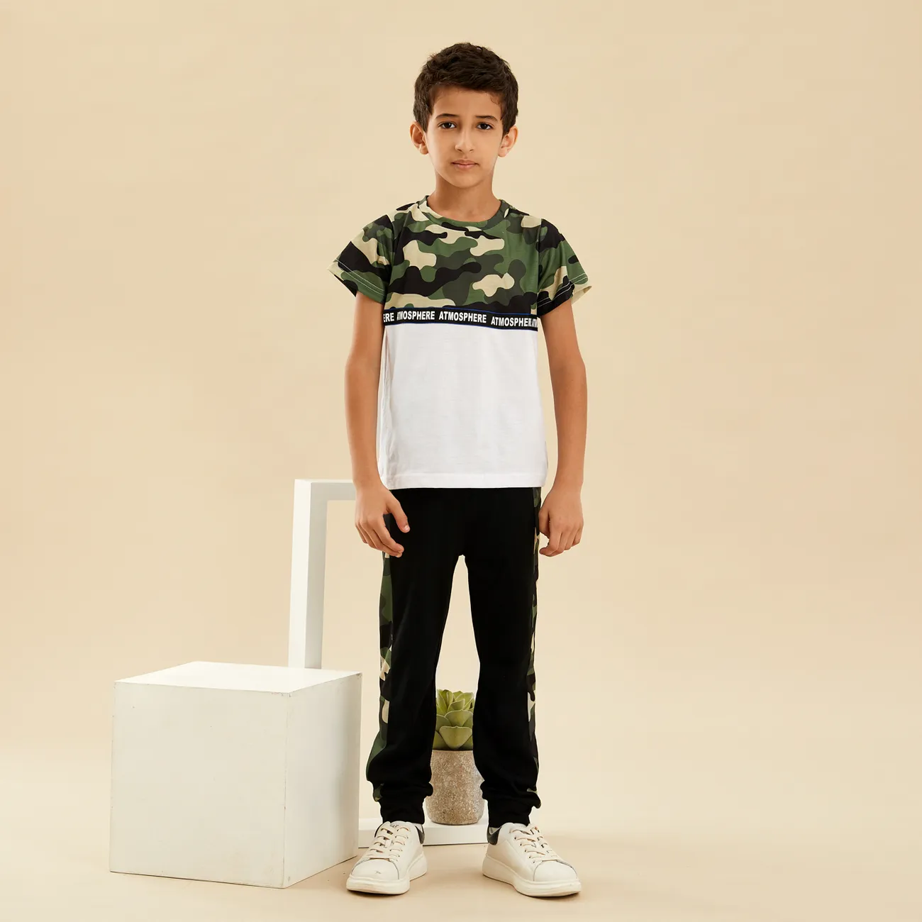 طفل صبي التمويه البلوز والسراويل مجموعة أخضر big image 1